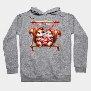 Valentine Squirrel Couple On Swing Hoodie